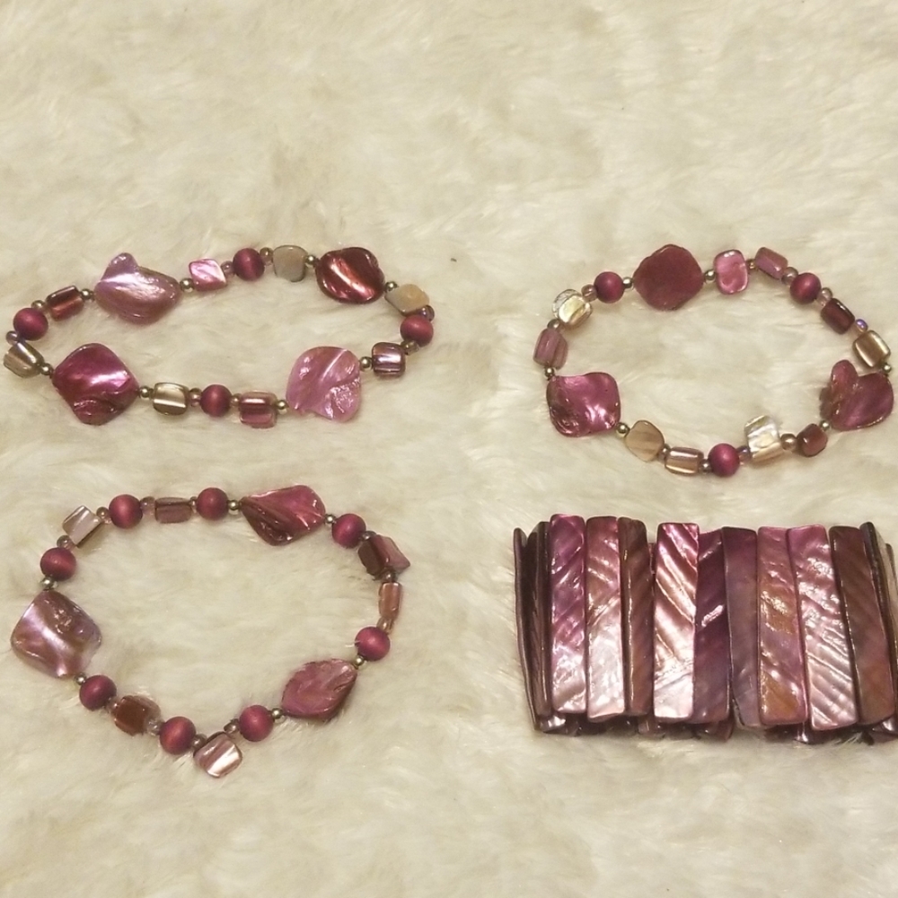 Purple shell bracelet set (4c)